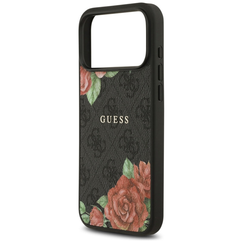 Husa originala Guess iPhone 17 Pro Max Hardcase 4G Flowers Print MagSafe, negru, GUHMP17XP4ROPEMCK