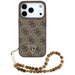 Husa originala Guess iPhone 17 Pro Hardcase 4G Triangle Logo MagSafe with Pearl Strap, maro, GUHMP17LP4TSDPPSW