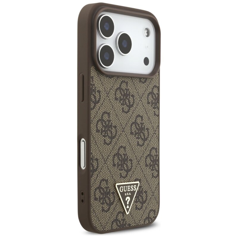 Husa originala Guess iPhone 17 Pro Hardcase 4G Triangle Logo MagSafe with Pearl Strap, maro, GUHMP17LP4TSDPPSW