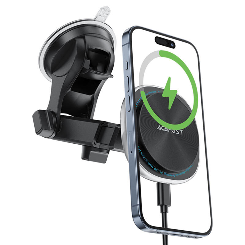 Suport auto MagSafe cu incarcare wireless Acefast, D42, argintiu