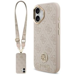 Husa originala Guess iPhone 17 Hardcase 4G Strass Logo & Big Strap, roz, GUHMP17SP4G4DCSP