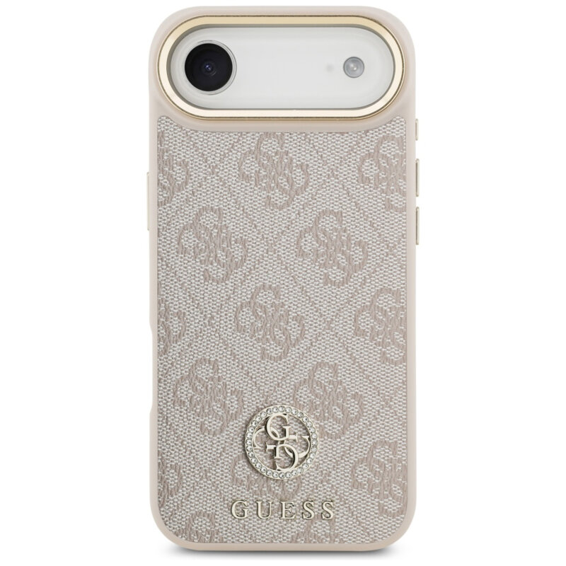 Husa originala Guess iPhone 17 Air Hardcase 4G Strass Logo & Big Strap, roz, GUHMP17MP4G4DCSP