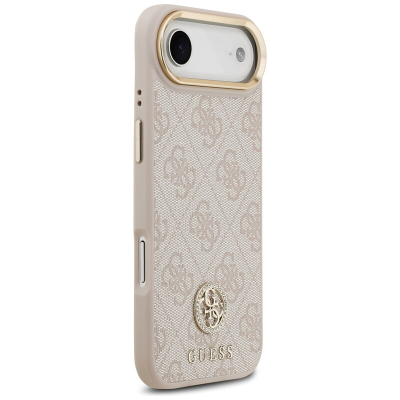 Husa originala Guess iPhone 17 Air Hardcase 4G Strass Logo & Big Strap, roz, GUHMP17MP4G4DCSP