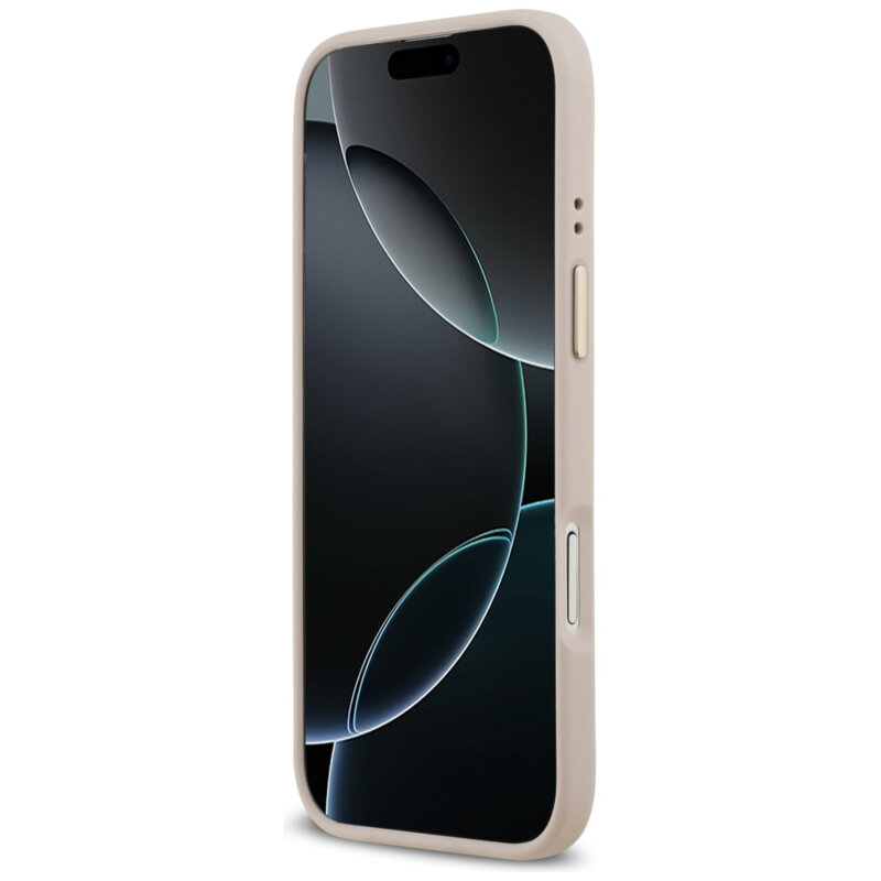 Husa originala Guess iPhone 17 Air Hardcase 4G Strass Logo & Big Strap, roz, GUHMP17MP4G4DCSP