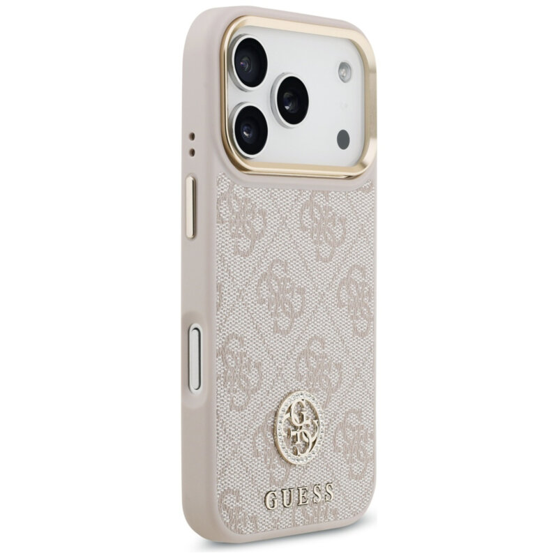 Husa originala Guess iPhone 17 Pro Hardcase 4G Strass Logo & Big Strap, roz, GUHMP17LP4G4DCSP