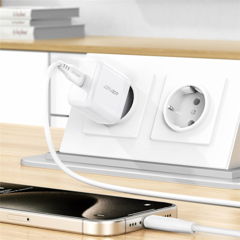 Incarcator priza Type-C, Acefast A130, PD20W, alb