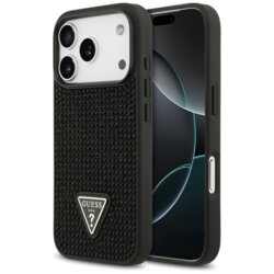 Husa originala Guess iPhone 17 Pro Rhinestone Triangle Logo, negru, GUHCP17LHDGTPK