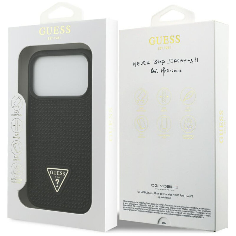 Husa originala Guess iPhone 17 Pro Rhinestone Triangle Logo, negru, GUHCP17LHDGTPK