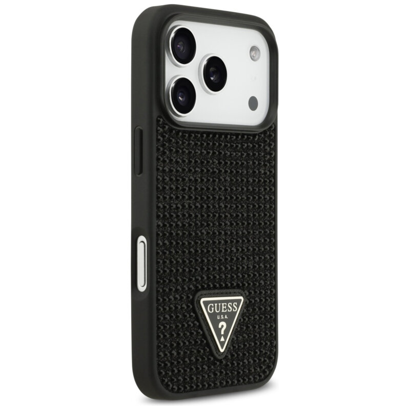 Husa originala Guess iPhone 17 Pro Max Rhinestone Triangle Logo, negru, GUHCP17XHDGTPK