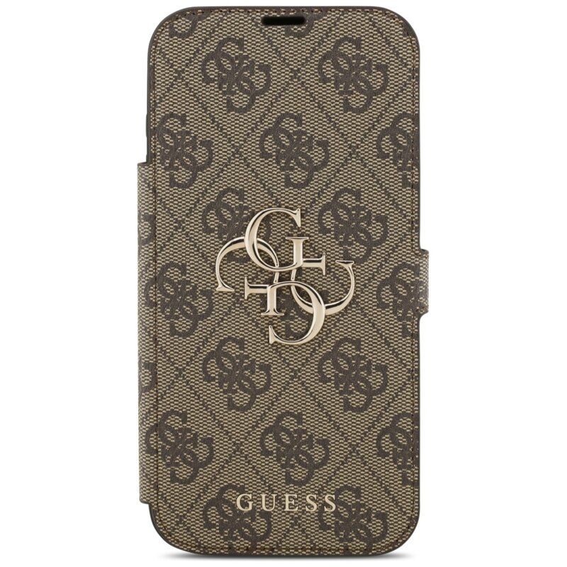 Husa tip carte iPhone 17 Pro Guess Book 4G Metal Logo, maro, GUBKP17L4GMGBR