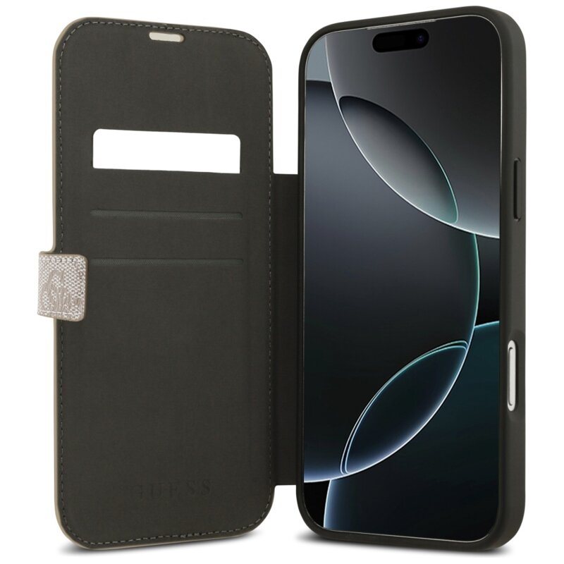 Husa tip carte iPhone 17 Pro Guess Book 4G Metal Logo, roz, GUBKP17L4GMGPI