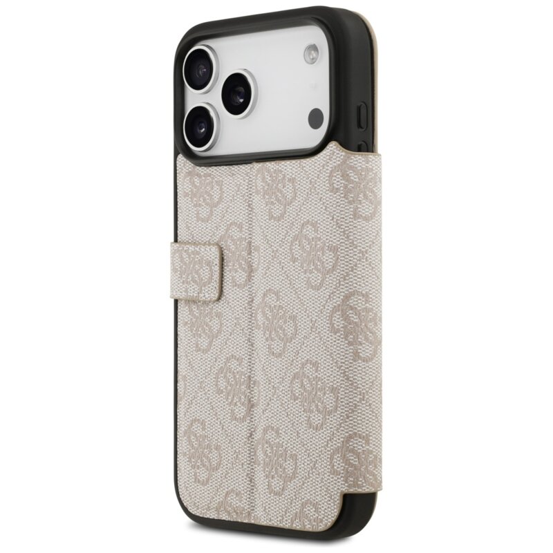 Husa tip carte iPhone 17 Pro Guess Book 4G Metal Logo, roz, GUBKP17L4GMGPI