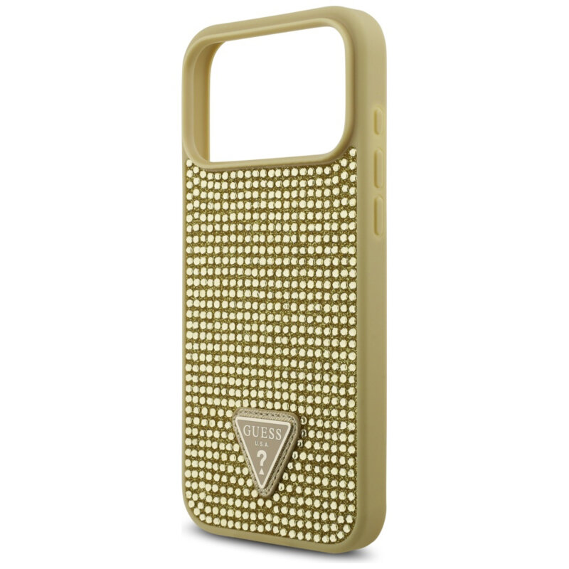 Husa originala Guess iPhone 17 Pro Rhinestone Triangle Logo, auriu, GUHCP17LHDGTPD