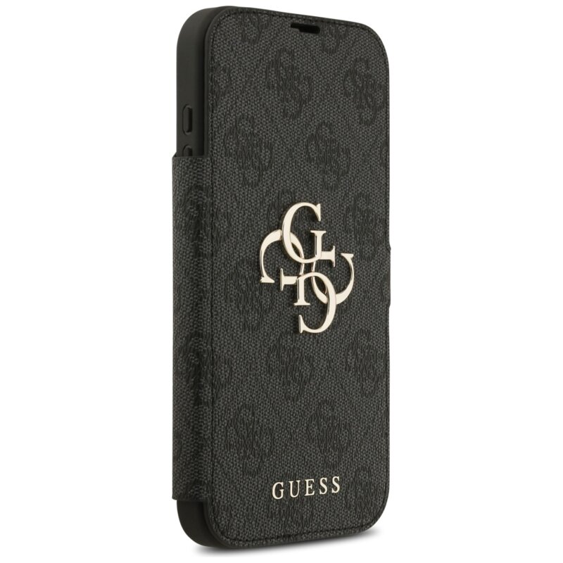 Husa tip carte iPhone 17 Pro Max Guess Book 4G Metal Logo, negru, GUBKP17X4GMGGR
