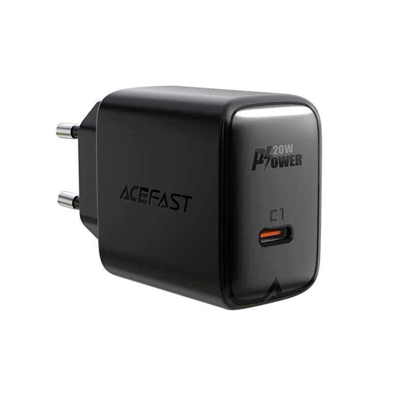 Incarcator priza Type-C Fast Charge Acefast, A1, PD20W, negru