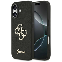 Husa Guess Fixed Glitter Big 4G iPhone 17 cu sclipici, negru, GUHCP17SHG4SGK