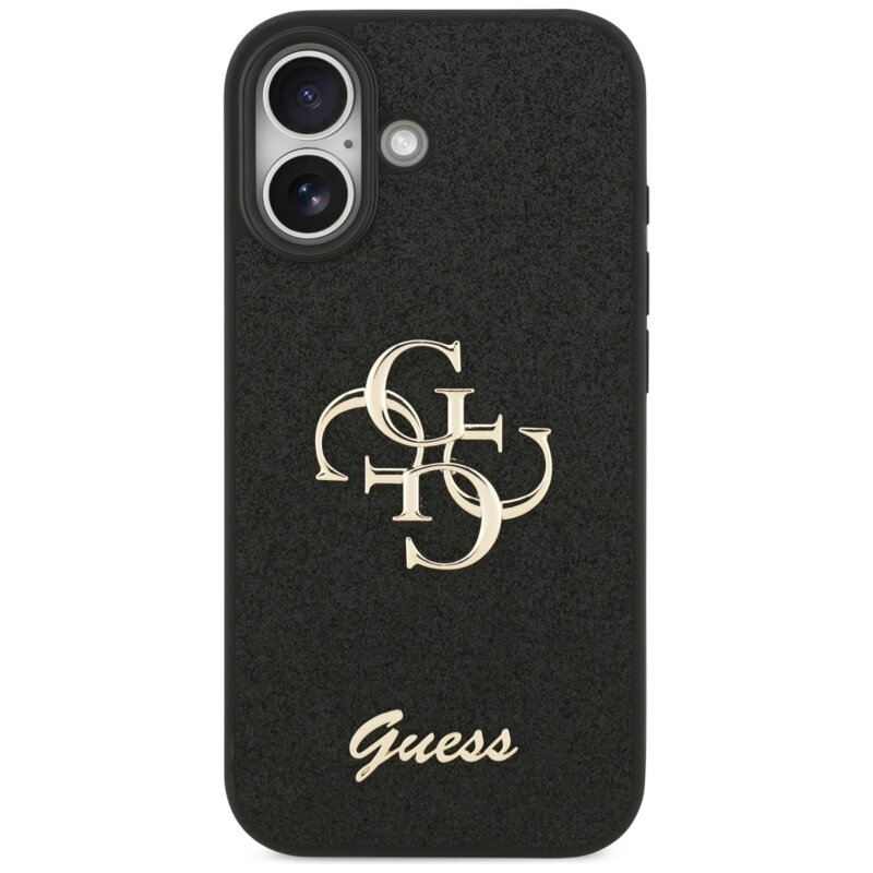 Husa Guess Fixed Glitter Big 4G iPhone 17 cu sclipici, negru, GUHCP17SHG4SGK