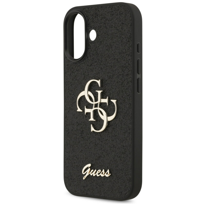 Husa Guess Fixed Glitter Big 4G iPhone 17 cu sclipici, negru, GUHCP17SHG4SGK