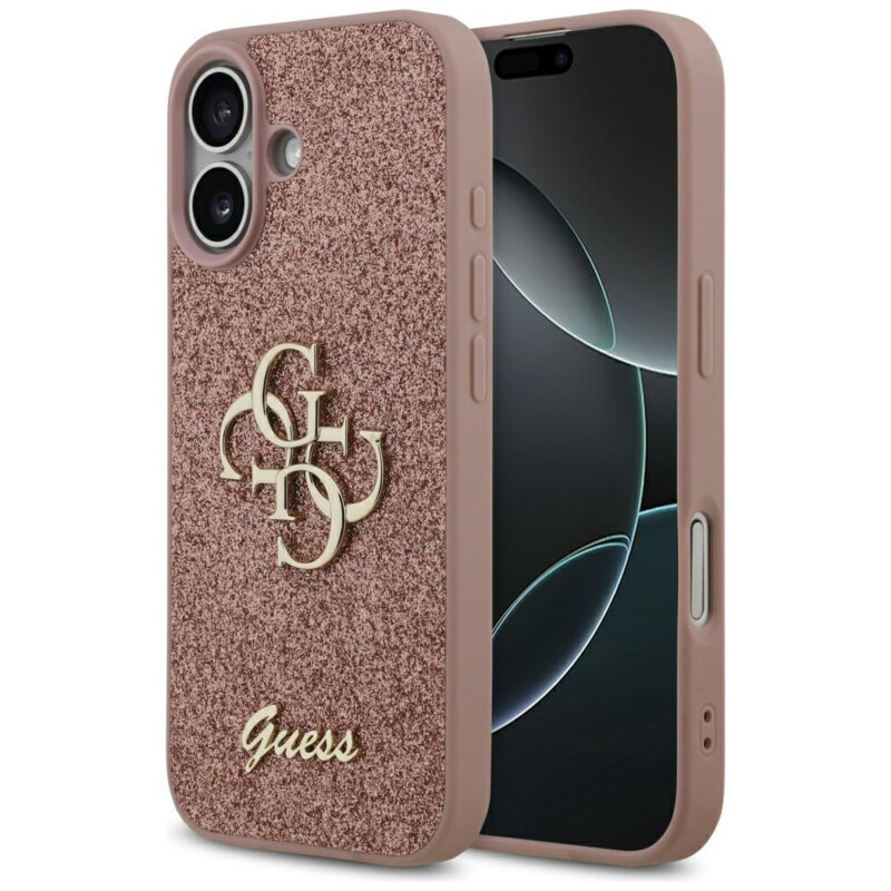 Husa Guess Fixed Glitter Big 4G iPhone 17 cu sclipici, roz, GUHCP17SHG4SGP
