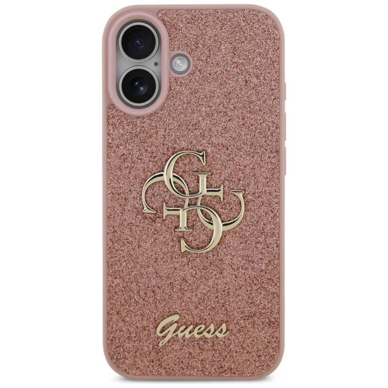 Husa Guess Fixed Glitter Big 4G iPhone 17 cu sclipici, roz, GUHCP17SHG4SGP