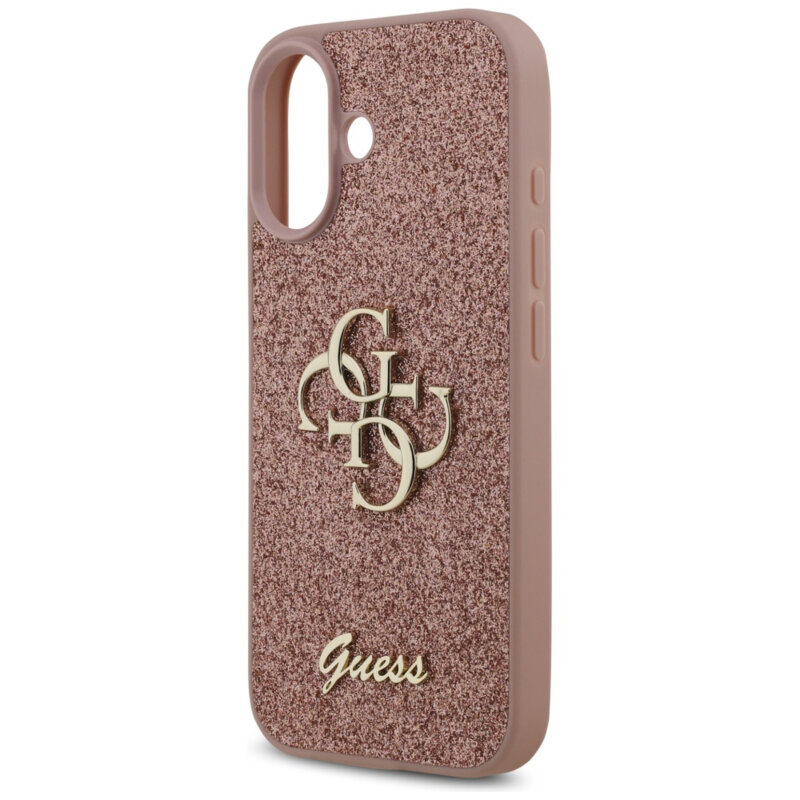 Husa Guess Fixed Glitter Big 4G iPhone 17 cu sclipici, roz, GUHCP17SHG4SGP