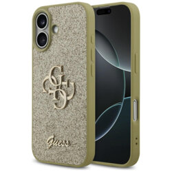 Husa Guess Fixed Glitter Big 4G iPhone 17 cu sclipici, auriu, GUHCP17SHG4SGD