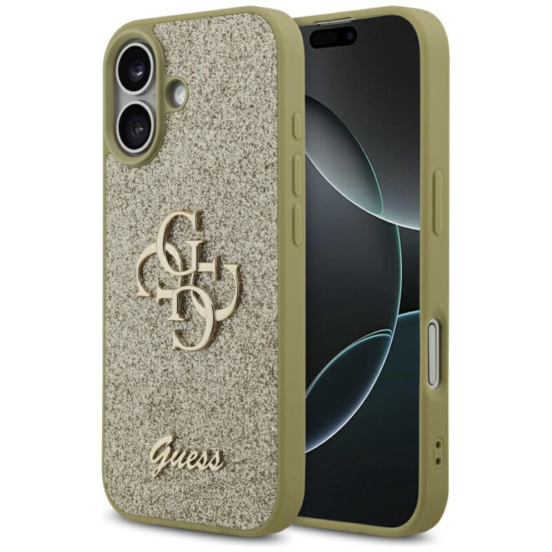 Husa Guess Fixed Glitter Big 4G iPhone 17 cu sclipici, auriu, GUHCP17SHG4SGD