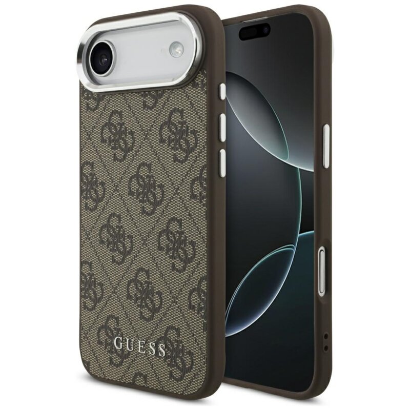 Husa originala Guess iPhone 17 Air Hardcase 4G Classic Logo MagSafe, maro