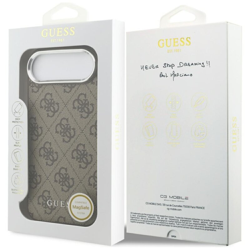 Husa originala Guess iPhone 17 Air Hardcase 4G Classic Logo MagSafe, maro