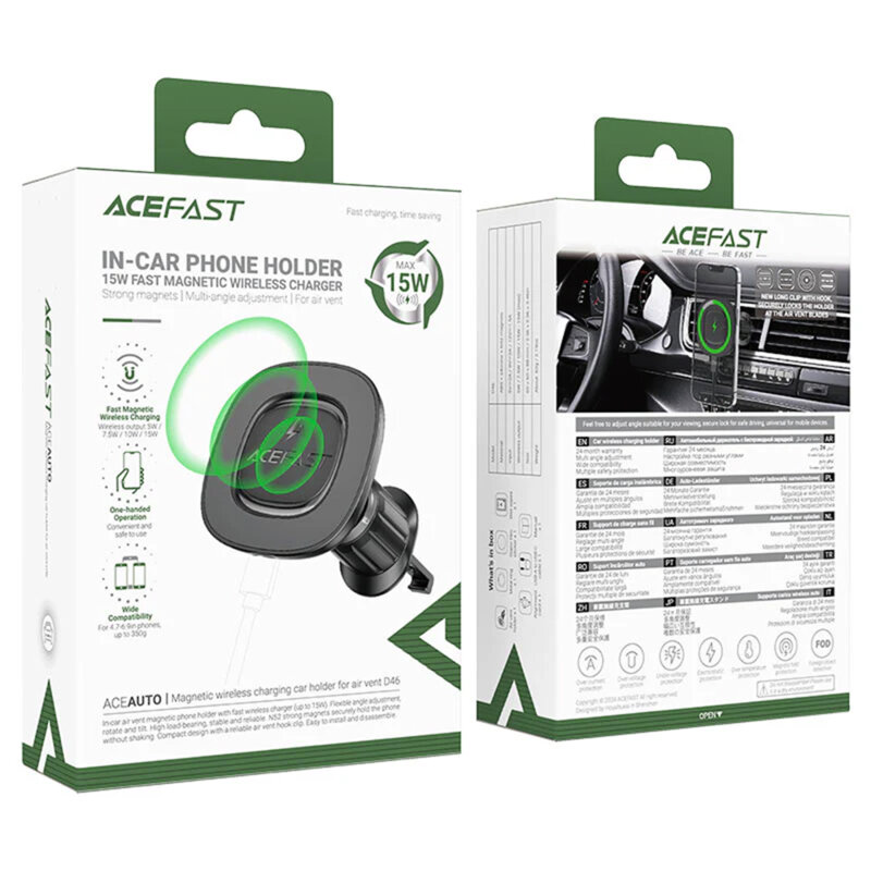 Suport auto cu incarcare wireless pentru telefon Acefast, D46