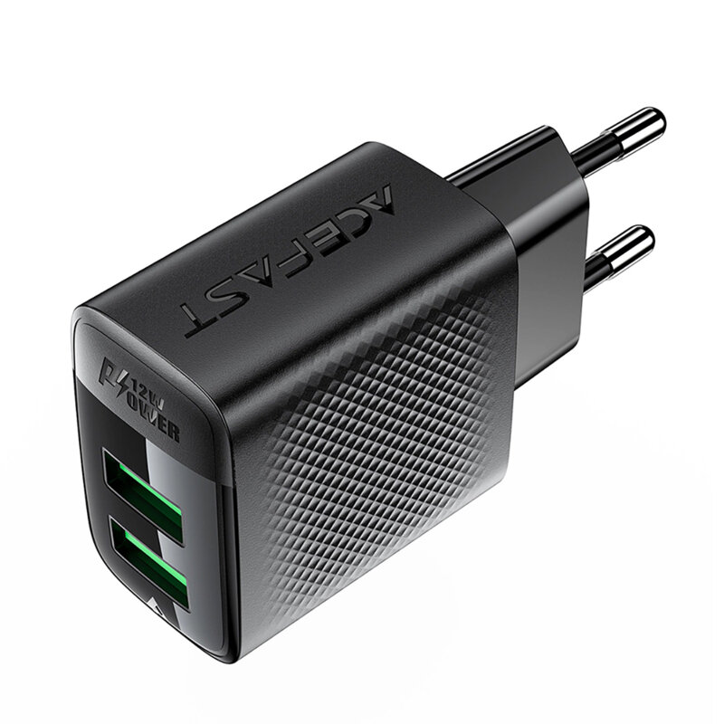 Incarcator de priza GaN 2x USB, 12W, Acefast A86, negru