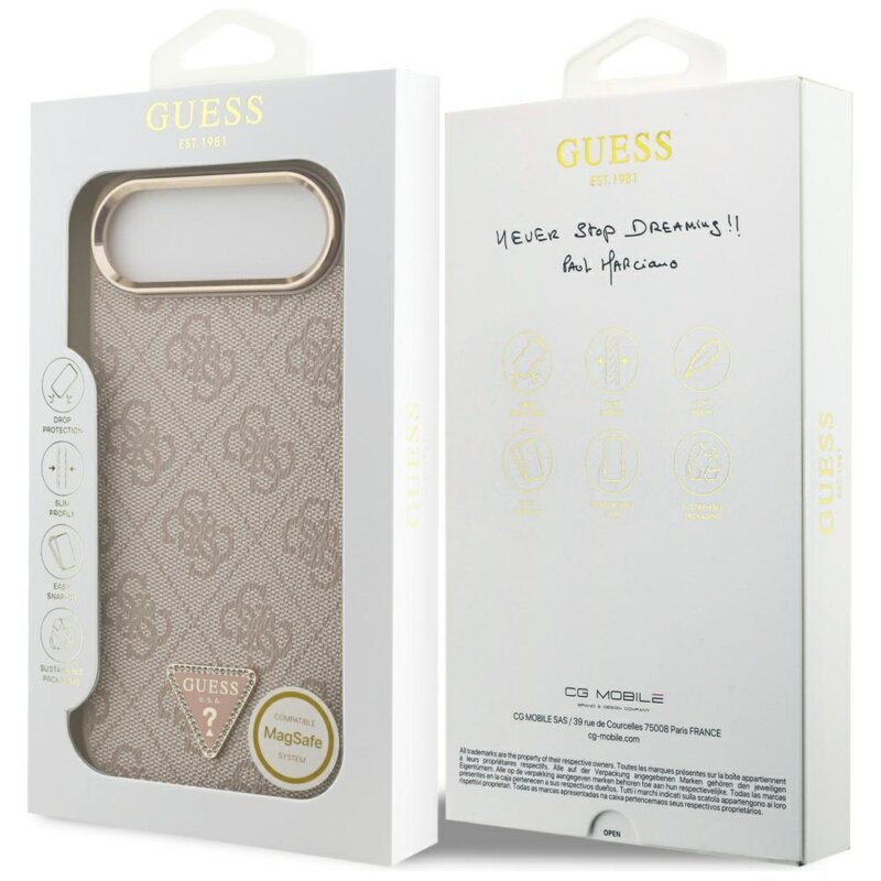 Husa originala Guess iPhone 17 Air Hardcase 4G Triangle Logo MagSafe, roz, GUHMP17MP4GTDGMP