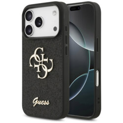 Husa Guess Fixed Glitter Big 4G iPhone 17 Pro Max cu sclipici, negru, GUHCP17XHG4SGK