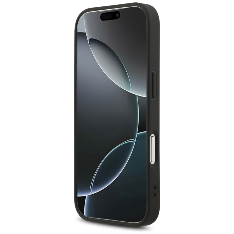 Husa Guess Fixed Glitter Big 4G iPhone 17 Pro Max cu sclipici, negru, GUHCP17XHG4SGK