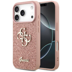 Husa Guess Fixed Glitter Big 4G iPhone 17 Pro Max cu sclipici, roz, GUHCP17XHG4SGP