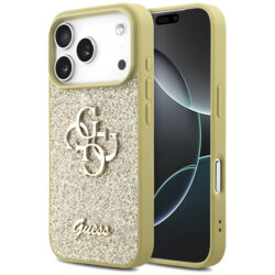 Husa Guess Fixed Glitter Big 4G iPhone 17 Pro Max cu sclipici, auriu, GUHCP17XHG4SGD