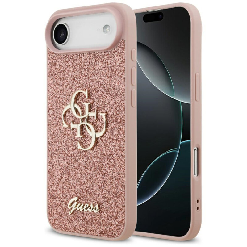 Husa Guess Fixed Glitter Big 4G iPhone 17 Air cu sclipici, roz, GUHCP17MHG4SGP