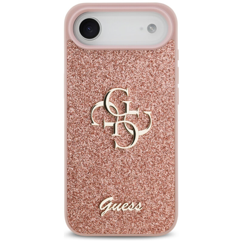 Husa Guess Fixed Glitter Big 4G iPhone 17 Air cu sclipici, roz, GUHCP17MHG4SGP