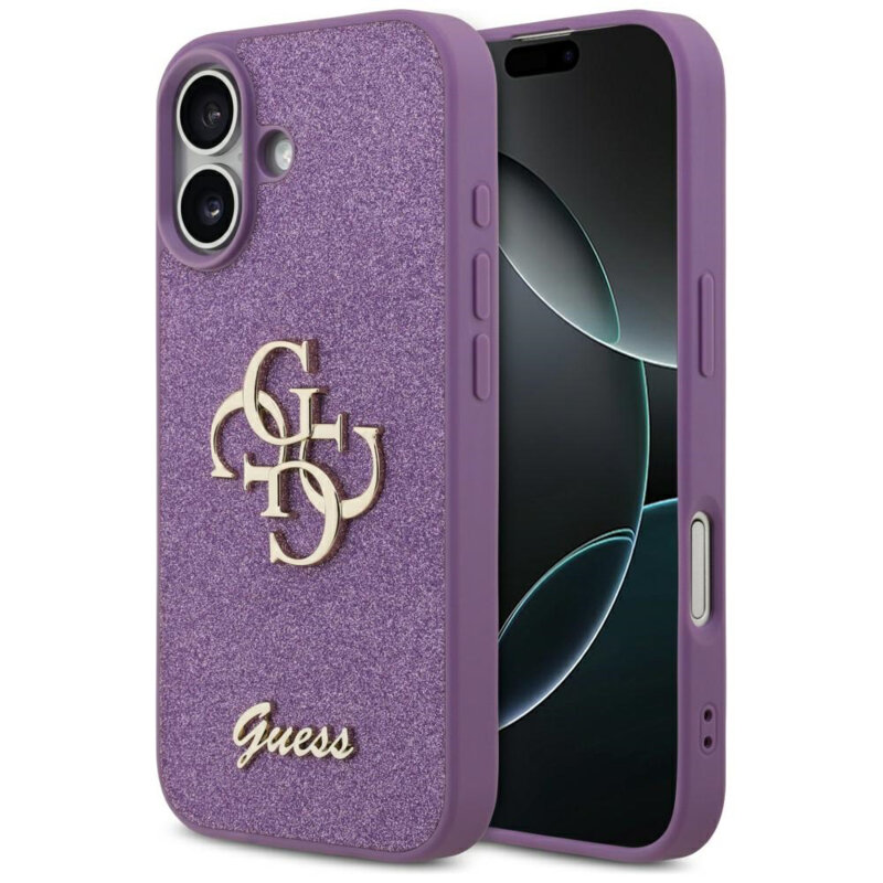 Husa Guess Fixed Glitter Big 4G iPhone 17 cu sclipici, violet, GUHCP17SHG4SGL