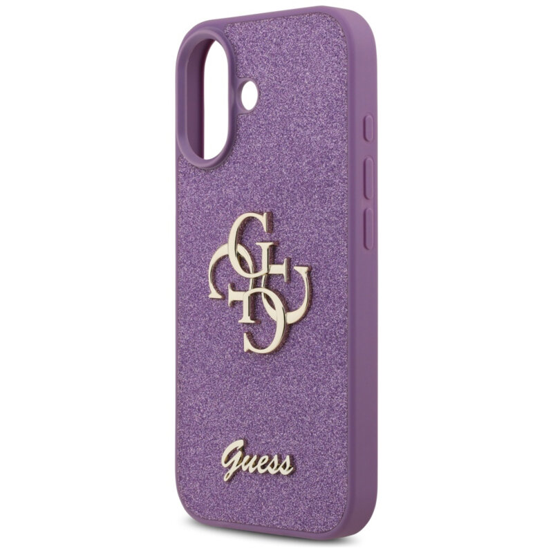 Husa Guess Fixed Glitter Big 4G iPhone 17 cu sclipici, violet, GUHCP17SHG4SGL