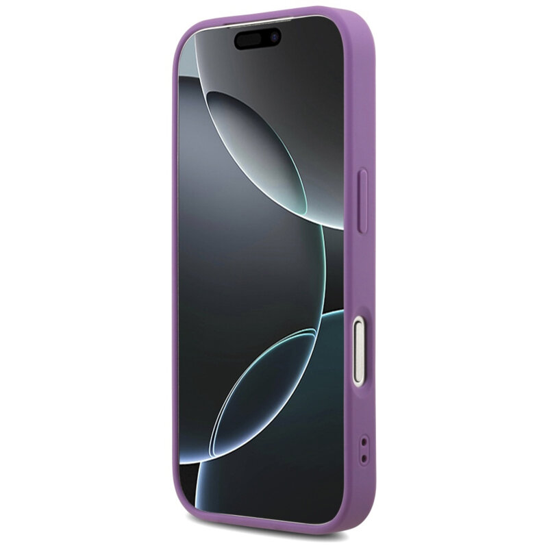 Husa Guess Fixed Glitter Big 4G iPhone 17 Pro cu sclipici, violet, GUHCP17LHG4SGL