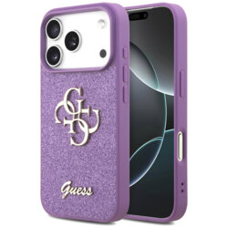 Husa Guess Fixed Glitter Big 4G iPhone 17 Pro Max cu sclipici, violet, GUHCP17XHG4SGL