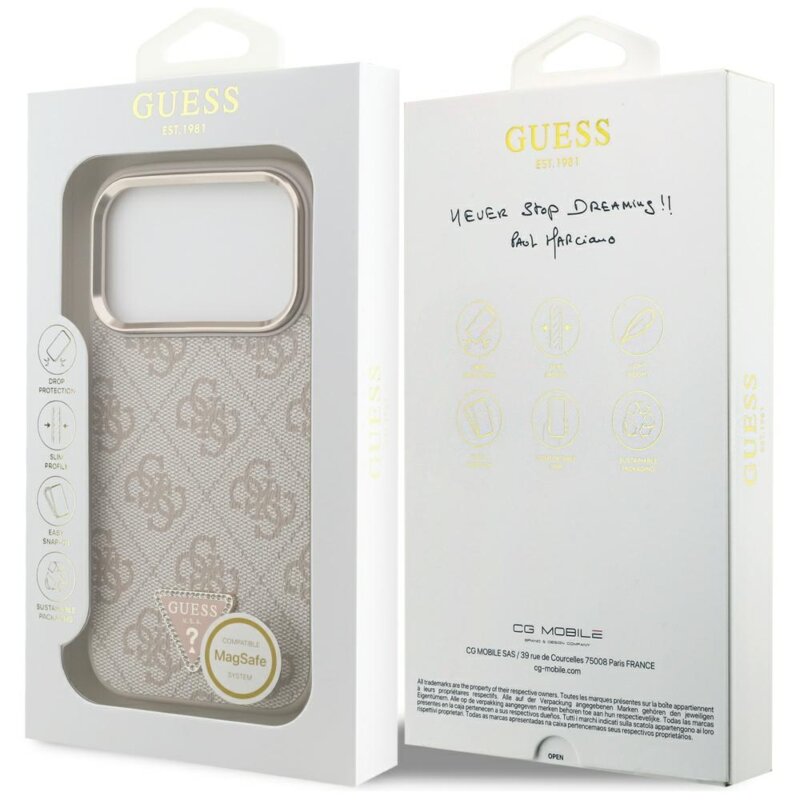 Husa originala Guess iPhone 17 Pro Hardcase 4G Triangle Logo MagSafe, roz, GUHMP17LP4GTDGMP