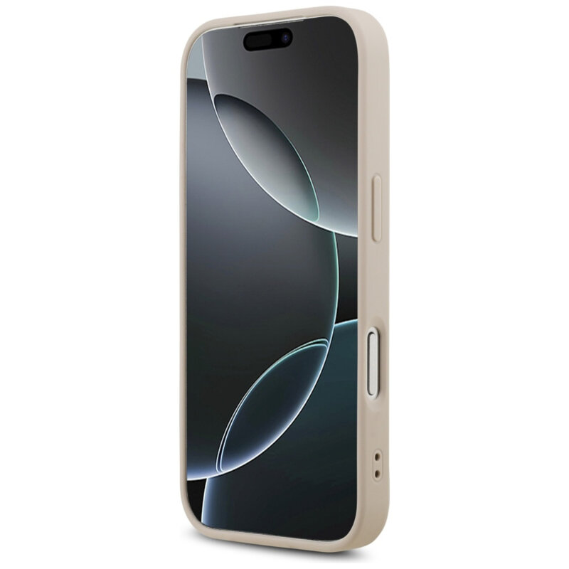 Husa iPhone 17 Pro Guess Leather 4G Triangle Strass MagSafe, roz, GUHMP17LP4TDPLP