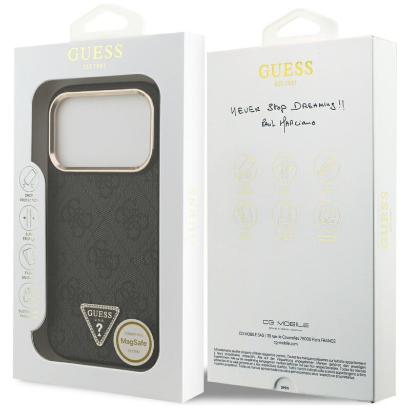 Husa originala Guess iPhone 17 Pro Hardcase 4G Triangle Logo MagSafe, negru, GUHMP17LP4GTDGMK