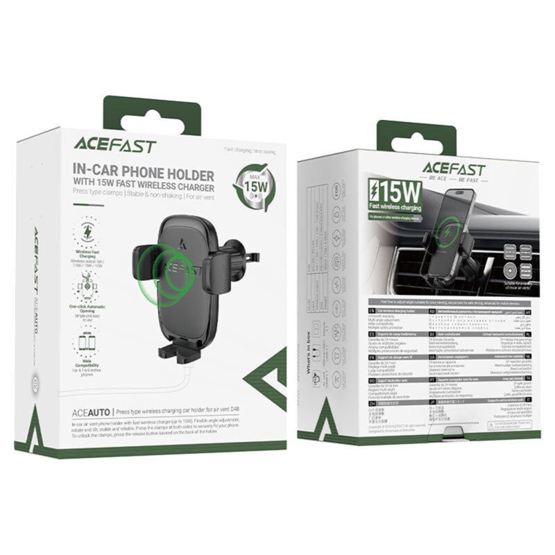 Suport auto cu incarcare wireless pentru telefon Acefast, D48