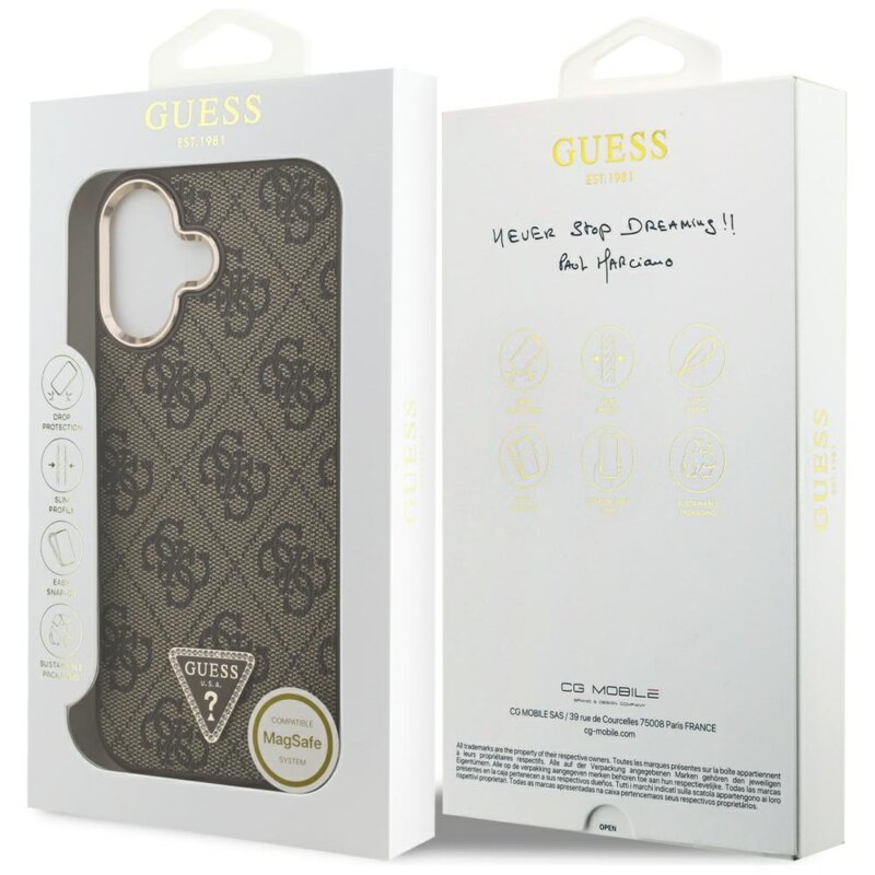 Husa originala Guess iPhone 17 Hardcase 4G Triangle Logo MagSafe, maro, GUHMP17SP4GTDGMW