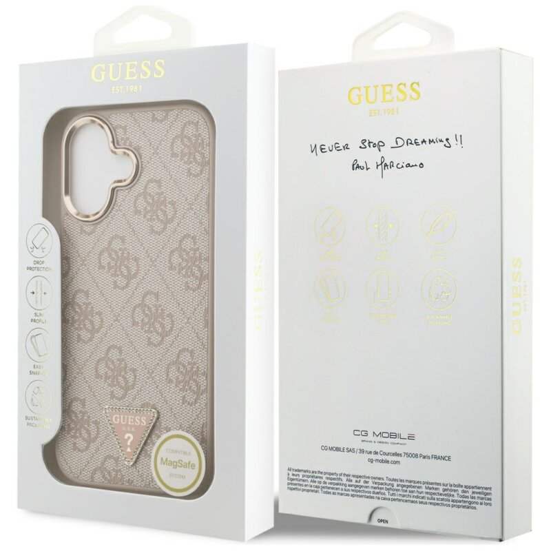 Husa originala Guess iPhone 17 Hardcase 4G Triangle Logo MagSafe, roz, GUHMP17SP4GTDGMP