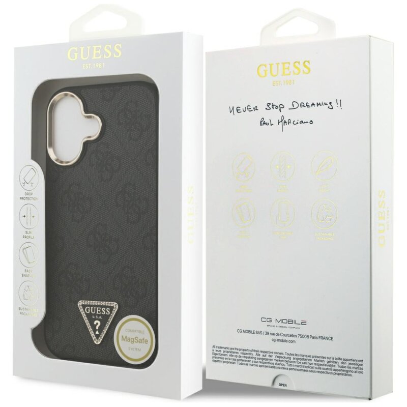 Husa originala Guess iPhone 17 Hardcase 4G Triangle Logo MagSafe, negru, GUHMP17SP4GTDGMK