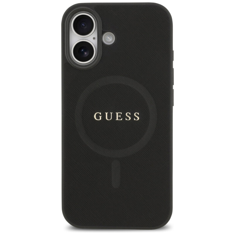Husa Guess Saffiano Classic Logo MagSafe iPhone 17, negru, GUHMP17SPSAHMCK